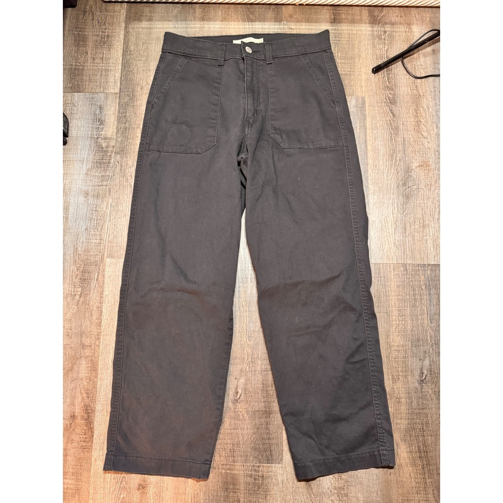 Levis Utility Pants Womens 27 Washed Black Wide Leg High Rise Crop A7543-0000